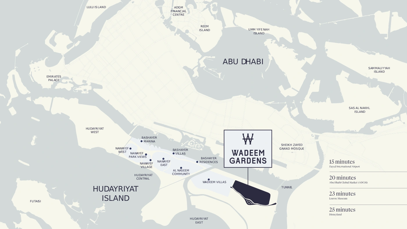 Wadeem Gardens by Modon at Hudayriyat Island, Abu Dhabi Location Image