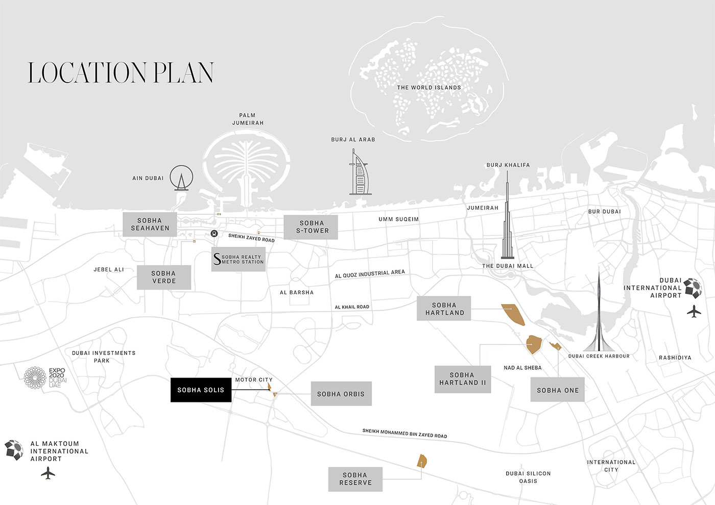Sobha Orbis at Motor City, Dubai Location Image