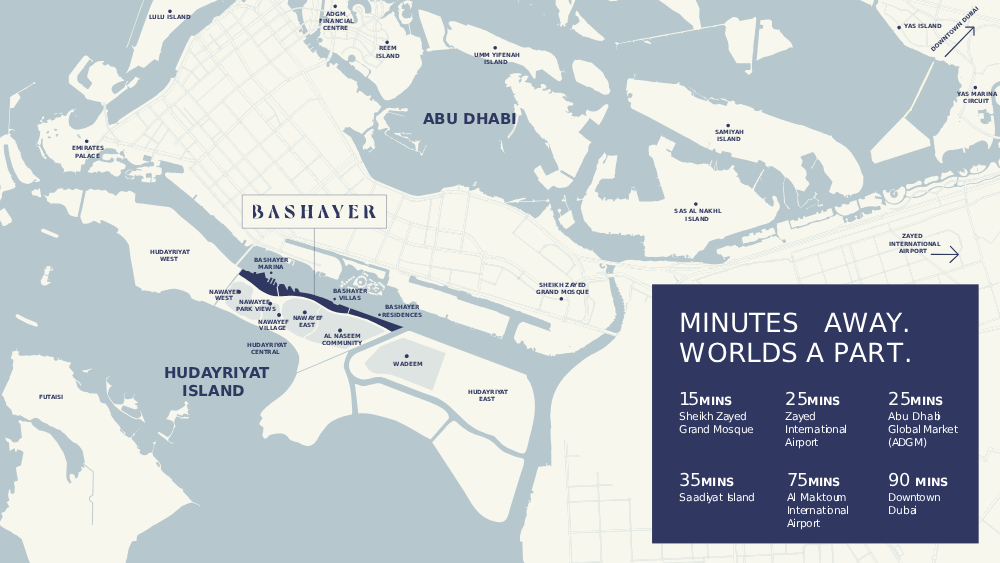 Bashayer by Modon on Hudayriyat Island in Abu Dhabi Location Image